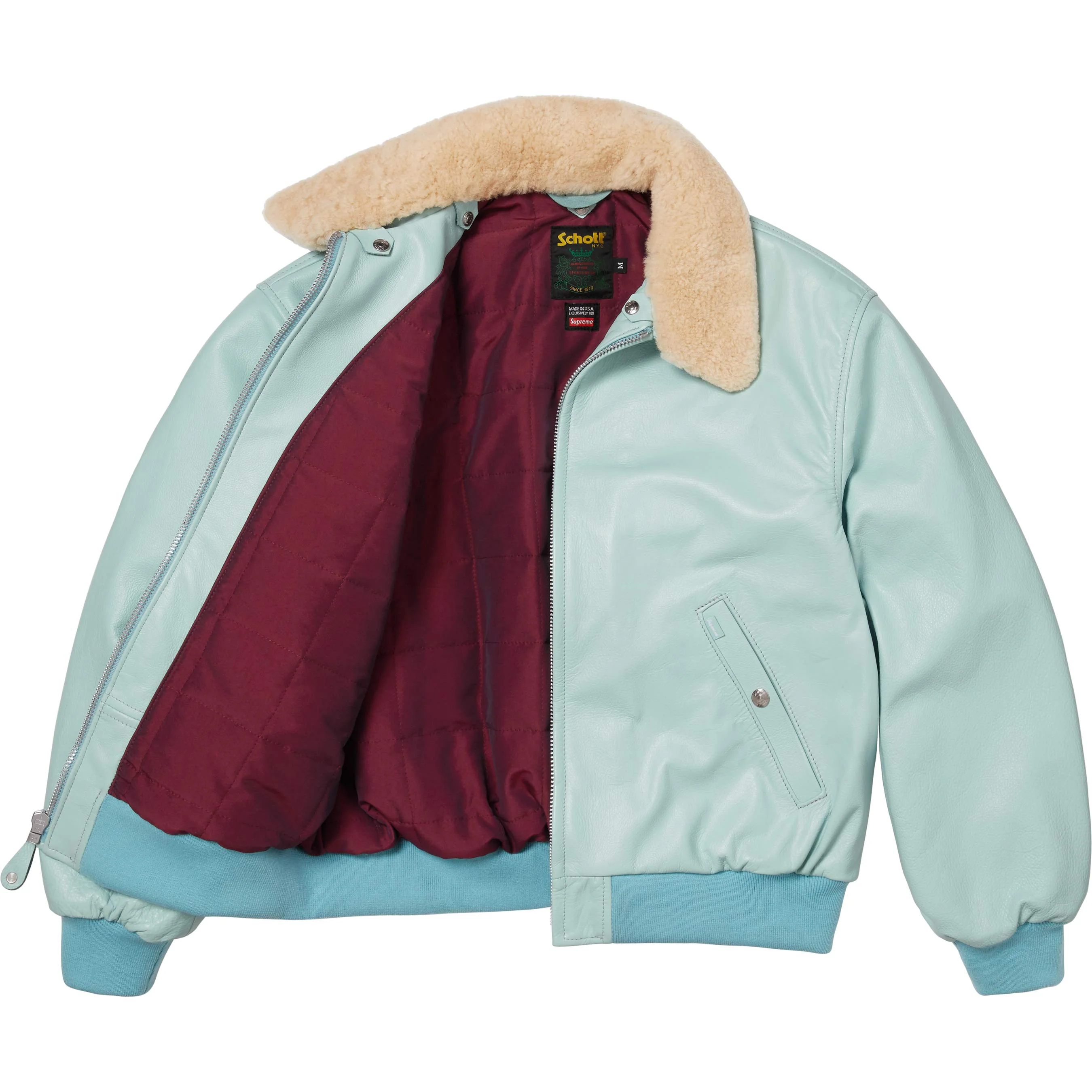 Supreme®/Schott® Shearling Collar Bomber Jacket view 4